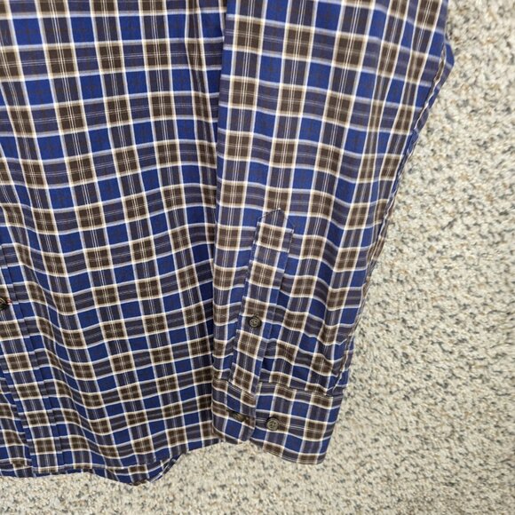 Jos A Bank Shirt Mens Medium Blue Plaid Button Up 1905 Modern Fit Casual Cotton - Picture 2 of 7